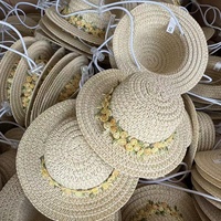 Chapeau de paille creux imprimé sérigraphié Nomi Small Labubu Mini Doll, protection solaire d'été, circonférence de tête 48-50cm