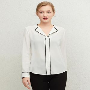 <span class=keywords><strong>Camicie</strong></span> di seta all'ingrosso 23mm camicia di seta crespa elasticizzata camicia moda donna con bordo borsa nera - Product Image 4