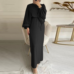 2023 toptan Dubai fantezi Mariage İslam abiye parti düz renk gelinlik Abaya müslüman kız kadın - Product Image 4