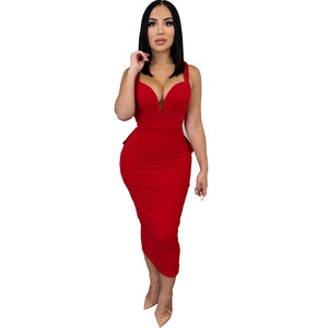 Elegante Kleider für Frauen Sexy <span class=keywords><strong>Plunge</strong></span> Rüschen Saum rücken freies Party kleid Herbst Sommer Frühling Mode Nachtclub Casual <span class=keywords><strong>Dress</strong></span> Roben - Product Image 6