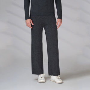 Pantalon de jogging en laine personnalisé pour homme, style vintage, taille élastique, couleur unie, coupe large, tricoté, pour automne et printemps - Product Image 2