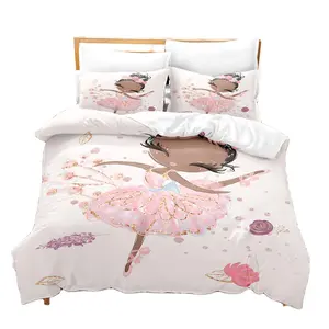 热卖冬季玫瑰涤纶套豪华床罩特大羽绒被床上用品套装3D印花公主芭蕾卡通系列