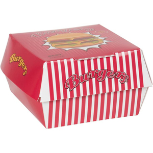 Boîte d'emballage d'hamburger d'ensemble de collations d'enfants imprimés personnalisés rouges et blancs classiques, boîte d'emballage d'hamburger de frites - Product Image 1