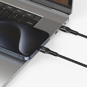 สายไนลอนถักแบบ2 in 1 65W, สายชาร์จเร็ว1.2M ชนิด C TO Type C TO Type C PD สำหรับโทรศัพท์มือถือแล็ปท็อปข้อมูลสายชาร์จ USB สำหรับ - Product Image 4