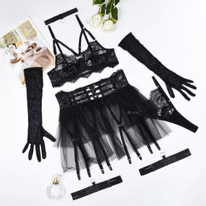 H3957 2025 Conjunto de Lencería Sexy de Alta Calidad, Conjunto de Sujetador y Braguita de Encaje, Falda de Malla Transparente, Lencería, Conjunto de Sujetador con Aros de 6 Piezas - Product Image 6