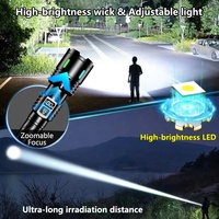 Linterna DE LUZ DE Flash POTENTE PROFESIONAL Super brillante 800 lúmenes USB C recargable con impermeable para linterna al aire libre