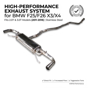 Échappement à valve en acier inoxydable Vortex pour BMW X3 F25 X4 F26 2.0T 3.0T 2011-2018, double sortie, silencieux central soudé TIG, supports de suspension - Product Image 1
