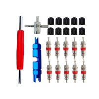 Kit de 24 valves Presta en laiton pour vélo avec capuchons de valve et clé pour remplacement de noyaux de valve de VTT
