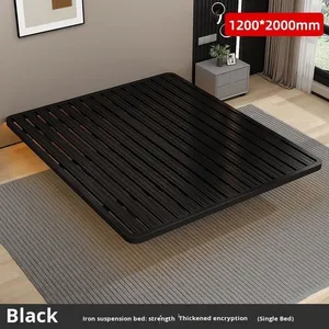 Modern Yüzer Karyola Çerçevesi Ev Metal Sanatı Çıtalı Kalınlaştırılmış Kumaş Döşeme Katlanabilir Uzatılabilir 2.0m Oturma Odası - Product Image 2