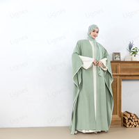 Lignes Green Cardigan Muslim Women Abaya-Design élégant et dernier cri pour les femmes émiraties, fête et soirée, 2 pièces, Petite & 10XL