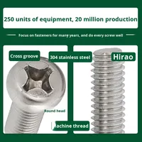 Sekrup Mesin Metrik Kepala Pan Head Baja Tahan Karat Huayuanxing 304, Panjang M3/M4/M5/M6/M8 Level 6.8, Finishing Standar