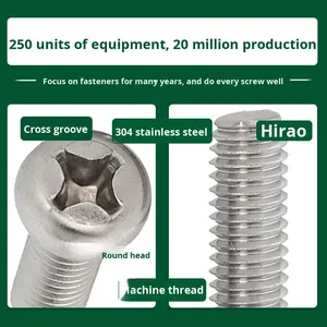 Tornillo Métrico de Cabeza Redonda de Acero Inoxidable 304, Tornillo de Máquina de Cabeza Plana Alargado M3/M4/M5/M6/M8, Nivel 6.8 - Product Image 2