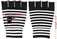 Mitaines rayées sans doigts, tricotées pour l'hiver, style Goth Emo, chauffe-bras pour femmes et hommes A06-1