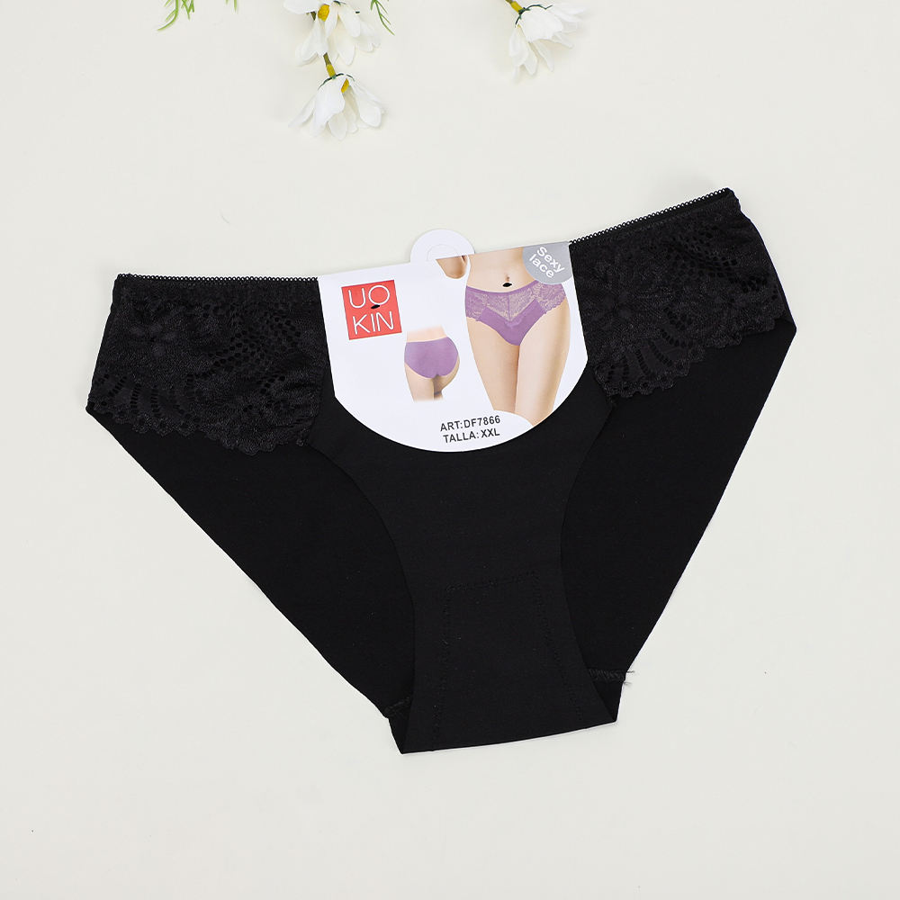 UOKIN Nylon Lace Panties Mid Waist Sexy Mature Women's Underwear for Women Wholesale Dozen Mix Size Pack