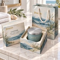 Ensemble d'emballage personnalisé avec boîte rigide pour bougie au sel de mer et sauge et sac cadeau en papier assorti