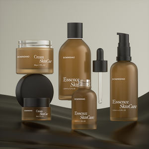 高品質化粧品包装セット空のセット竹蓋ガラス瓶付き透明すりガラスクリーム瓶 - Product Image 1