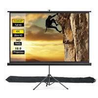 Écran de projection portable électrique VIY 60 72 84 100 120 pouces 16:9 sur trépied, blanc mat, 4K 3D, pour la maison, le bureau, l'intérieur et l'extérieur