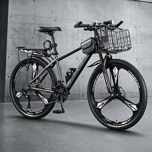 Bicicletta da Montagna con Ammortizzatori da 26 Pollici per Adulti, Bici in Acciaio al Carbonio a 24 Velocità per Scuola, Lavoro, Campeggio Estivo - Product Image 1
