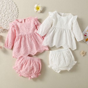 2025 nuevo conjunto de ropa para niñas pequeñas, nueva moda, vestido transpirable, manga voladora, pantalones cortos simples, traje de bebé - Product Image 1