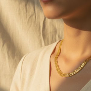 Bijoux Z H Dubaï 24K : Chaîne de soirée, boucles d'oreilles et collier en laiton plaqué or - Product Image 2