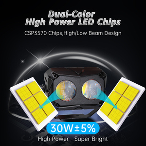 ไฟ LED โปรเจกเตอร์มอเตอร์ไซค์,ไฟลำแสงสูงต่ำสีคู่ U9 U10 <span class=keywords><strong>U18</strong></span>โคมไฟผู้ช่วยขับขี่ภายนอกสีขาวสีเหลือง - Product Image 6
