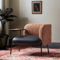 Fauteuil individuel de luxe de style italien avec table intégrée, fauteuil de loisirs pivotant en tissu de designer moderne pour salons