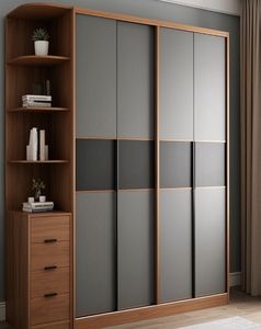 Armoire de chambre à coucher moderne et simple, en bois sur mesure, en MDF, pour vêtements - Product Image 2