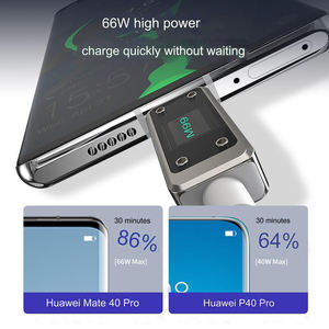 สายชาร์จข้อมูลแบบเร็ว 6A พร้อมไฟ LED แสดงผลดิจิตอล สายชาร์จ TYPE-C 66W ตัวเรือนโปร่งใส โลหะผสมสังกะสี - Product Image 3