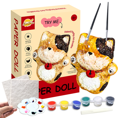 2026 Handmade Papermaking Pulp Doll Painting DIY Paper Arts Kit Dry Pulp Sheeet for Children