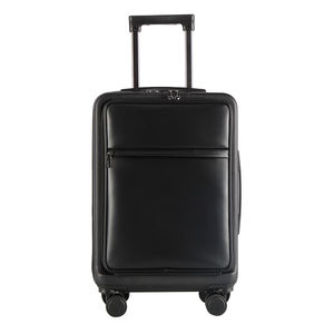 Valise à roulettes noire personnalisée OEM taille 20 pouces à l'avant avec <span class=keywords><strong>bagage</strong></span> à roulettes avec poche ouverte à l'avant - Product Image 6