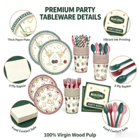 Plateau en papier jetable style Mahjong, 9 pouces, qualité alimentaire, imperméable, design Mahjong, ensemble de vaisselle pour dîner de fête