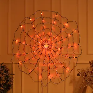 Batterij Werkende Led Halloween Zwarte Spin Net Vis Licht Paars Oranje Fee String Licht Waterdicht Voor Party Yard Bar Home