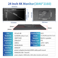 Precio de fábrica 23,8 24 pulgadas 3840*2160 4K Monitor de pantalla táctil capacitiva industrial Marco abierto Vesa Montaje en panel Pantalla LCD LED