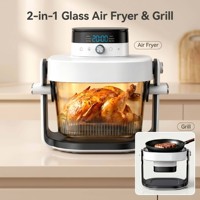 Friteuse à air numérique 2-en-1 avec gril et bol en verre, 1800W, 7QT, cuisson visible sans huile, écran tactile, pour usage domestique, OEM ODM