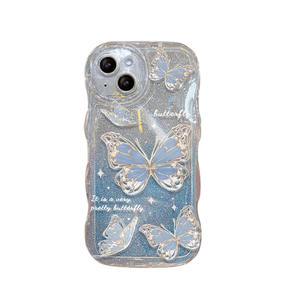<span class=keywords><strong>Funda</strong></span> de teléfono suave transparente con purpurina de mariposa de lujo para iphone16 <span class=keywords><strong>13</strong></span> 12 11 14 15 Pro Max Plus, <span class=keywords><strong>funda</strong></span> bonita con cordón de cadena colgante - Product Image 1