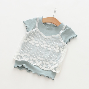 Girl's Fashionable Blank Solid Color Two Pieces High Quality T Shirts Price China - Product Image 5