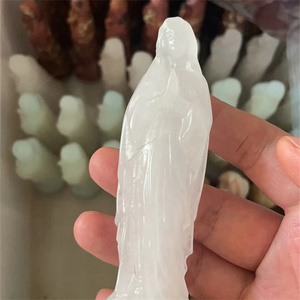 10cm che intaglia <span class=keywords><strong>pietre</strong></span> semipreziose artigianato di cristallo spirituale natur statua vergine santa di cristallo di quarzo trasparente bianco per regalo - Product Image 5