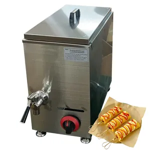 Fritadeira automática comercial de cachorro-quente com torneira e tampa de óleo para salgadinhos de mussarela 25L