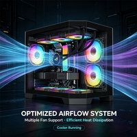 Boîtier PC de jeu MicroATX Mid Tower avec double verre trempé, supportant la refroidissement liquide 240 mm, châssis d'ordinateur de bureau à haut débit d'air