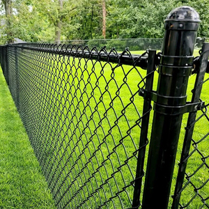 Clôture en treillis métallique noir enduit de vinyle pour jardin, rouleau de clôture de sécurité en maille losange pour enclos résidentiel pour chiens - Product Image 2