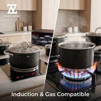 Set Perlengkapan Memasak ZHEN NENG Stainless Steel 10 Pcs, Premium Anti Lengket dengan Lapisan Batu Maifan, Termasuk Panci Sup, Panci Susu, dan Wajan