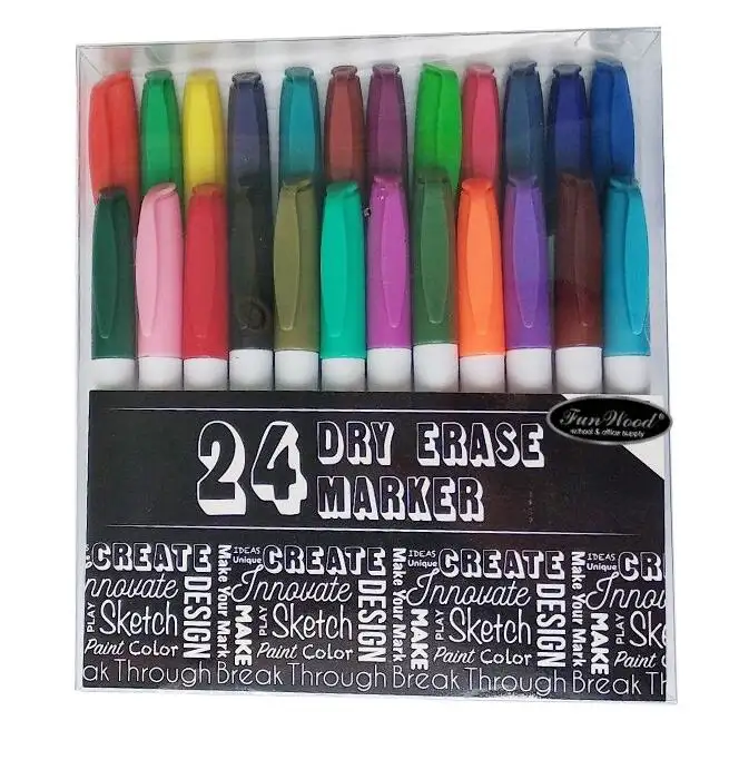 Маркеры FUNWOOD GQC, 24 шт., цветные маркеры разных цветов, маркеры для сухого стирания на белой доске, цветные пулевидные наконечники, набор маркеров 6 шт.