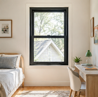 Fenêtres à guillotine en aluminium au design moderne, double vitrage à économie d'énergie pour la construction de villas
