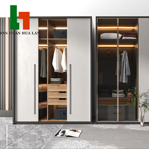 <span class=keywords><strong>Dressing</strong></span> écologique haut de gamme personnalisé meuble de chambre à coucher armoire porte multiple en <span class=keywords><strong>bois</strong></span> et en verre pour usage domestique - Product Image 1