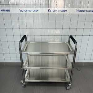 Chariot commercial de supermarché de VICTORY Chariot d'acier inoxydable avec la voiture-restaurant d'inox de roue pour des approvisionnements de restaurant - Product Image 5