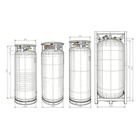 Flacon Dewar sous vide en acier inoxydable 210L pour LN2, LCO2, LO2, cylindre cryogénique pour hélium liquide