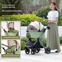 Poussette pliable à quatre roues pour animaux de compagnie, cabine détachable, tissu Oxford épais, résistant aux rayures et à l'usure, chariot pour chiens et chats, pour les sorties en plein air
