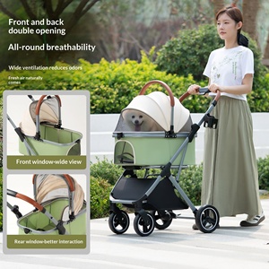 <span class=keywords><strong>Poussette</strong></span> pliable à quatre roues pour animaux de compagnie, cabine détachable, tissu Oxford épais, résistant aux rayures et à l'usure, chariot pour chiens et chats, pour les sorties en plein air - Product Image 2