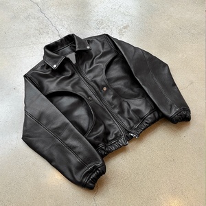 Vestes en cuir PU de haute qualité, style baseball, effet cuir véritable, pour moto, surdimensionnées, lourdes, avec fermeture éclair - Product Image 2