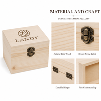 Boîte en bois avec couvercle à charnières, en pin massif brut, coffre de rangement pour projets professionnels de bricolage et de marquage de marques